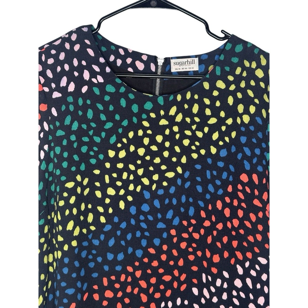 Sugarhill Brighton Black Rainbow Multicolor Shift Dress Career Casual Spring 12 - Picture 3 of 7